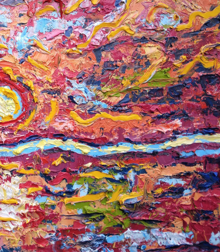 Sunset original painting by Vincas Andrius (Vincas Andriušis). Home