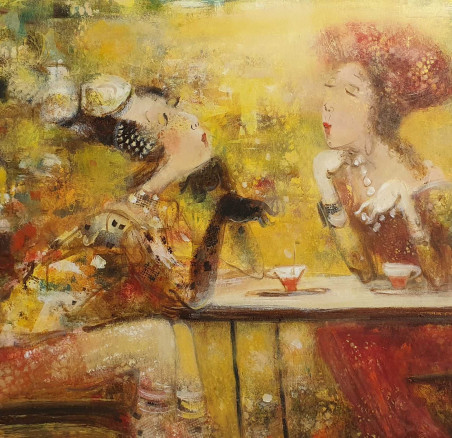 Chit-chatting original painting by Genutė Burbaitė. Paintings With People