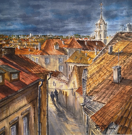 Vilnius Roofs II original painting by Dmitrij Zuj. Paintings with Vilnius (Vilnius)