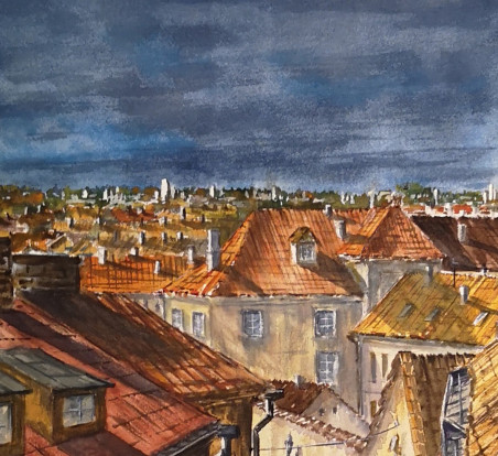 Vilnius Roofs II original painting by Dmitrij Zuj. Paintings with Vilnius (Vilnius)