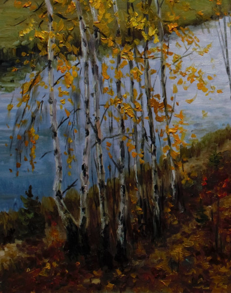 Autumn Birch Strings original painting by Irma Pažimeckienė. Home