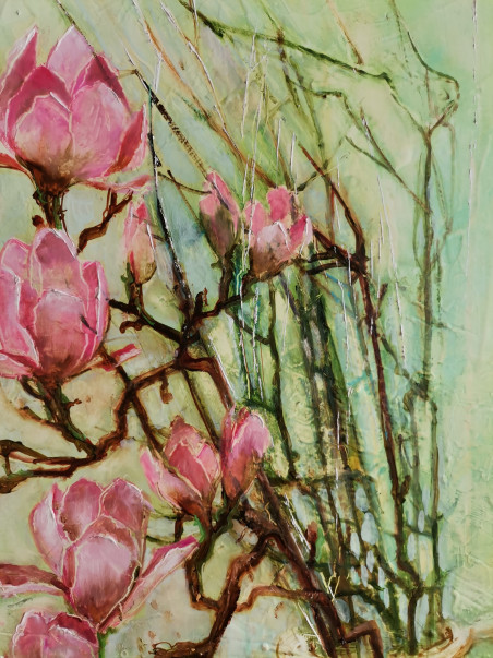 Magnolia original painting by Inesa Škeliova. Home