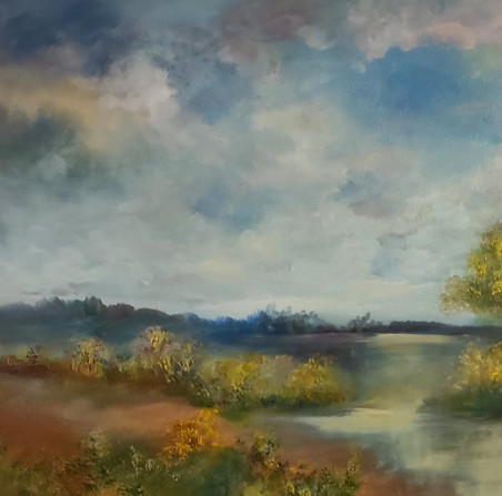 Warm Autumn original painting by Birutė Butkienė. Lithuanian Landscape Paintings