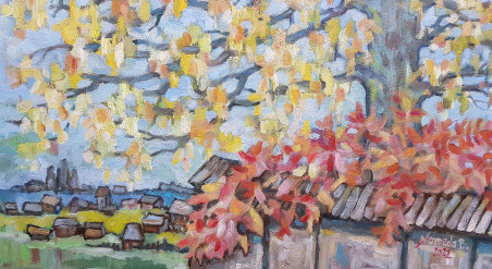 Autumn original painting by Nomeda Balasevičiūtė. Home