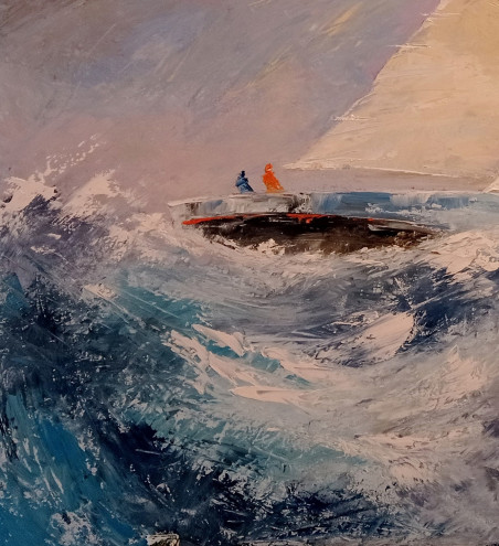 Regata original painting by Raimundas Dzimidavičius. Marine Art