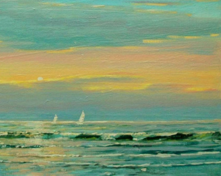 Sea Before Sunset original painting by Petras Kardokas. Home