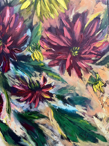 Dahlia original painting by Rita Medvedevienė. Home