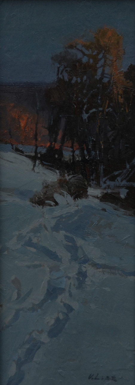 Winter Evening original painting by Vytautas Laisonas. Home