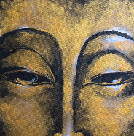 Golden Budha original painting by Agnė Mitkutė. Home