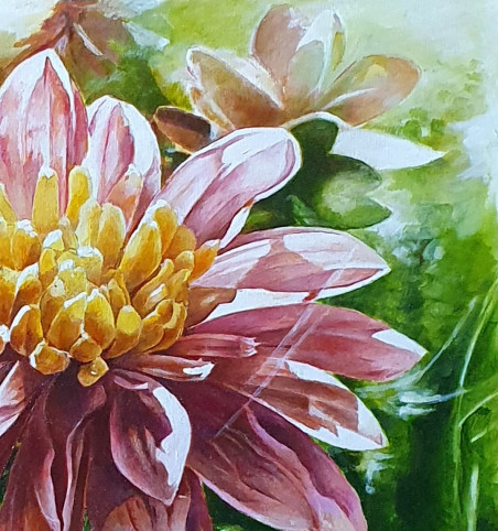 Dahlia original painting by Rimas Nаkrašas. Flowers