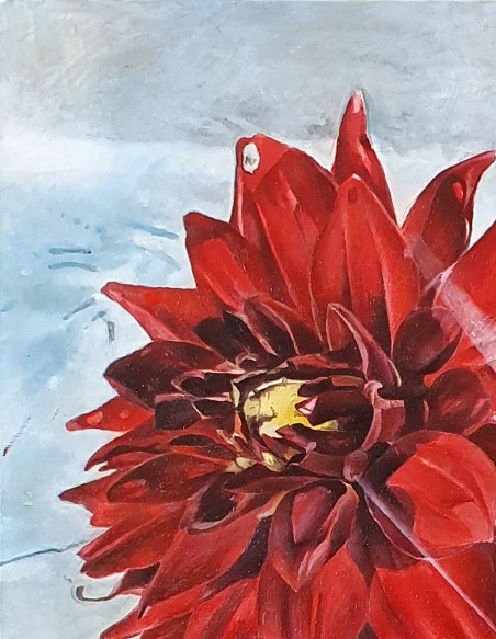 Red Dahlia original painting by Rimas Nаkrašas. Home