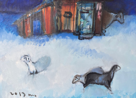 Sheeps In The Snow original painting by Jonas Daniliauskas. Home