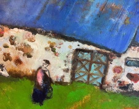 Stone Barn original painting by Jonas Daniliauskas. Home