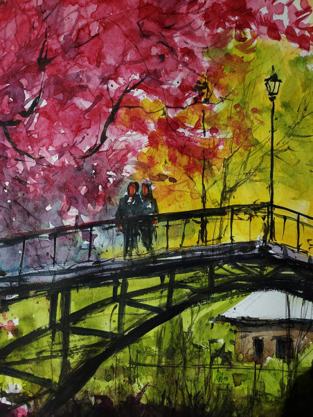 Through the Bridge original painting by Eugis Eidukaitis. Home