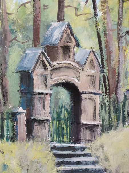 Old Cementary original painting by Eugis Eidukaitis. Home