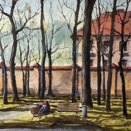 Sapiega Park original painting by Eugis Eidukaitis. Home