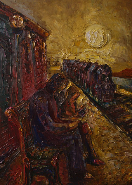 Waiting For A Train original painting by Simonas Gutauskas. Calm paintings