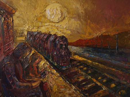 Waiting For A Train original painting by Simonas Gutauskas. Calm paintings