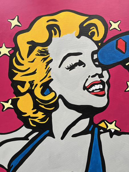 Marilyn Tries Out New VR Glasses original painting by Martynas Ivinskas. Paintings For Modern Interior