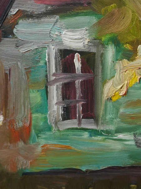 House in Garden original painting by Audinga Mockaitienė. Home