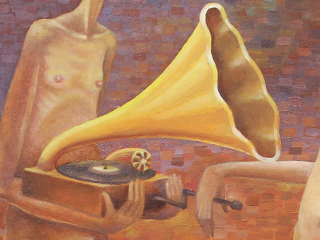 The Good Old Gramophone original painting by Arnoldas Švenčionis. Oil painting