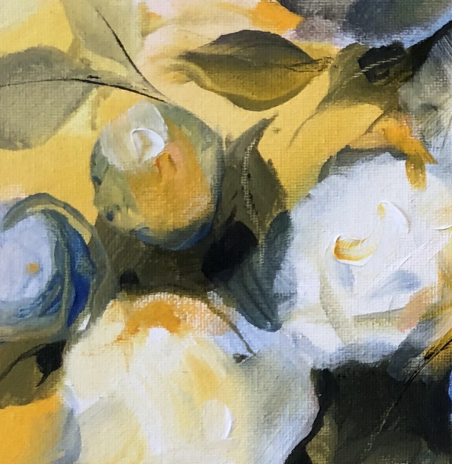 White Peonies original painting by Dina Jankauskienė. Home