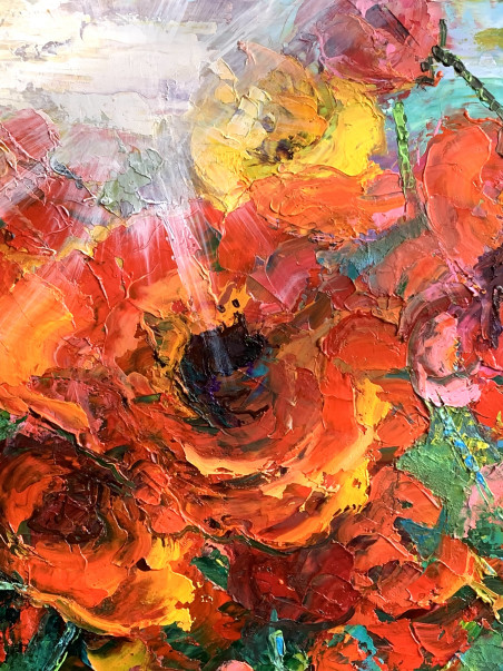 Ode to Life original painting by Nijolė Grigonytė Lozovska. Flowers