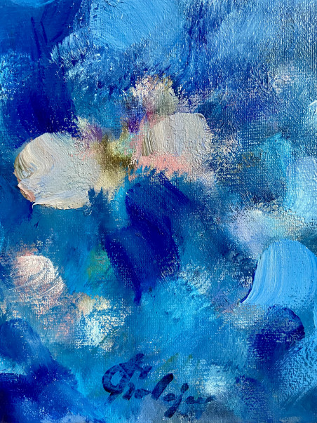 Blue original painting by Yuna Galejeva. Home