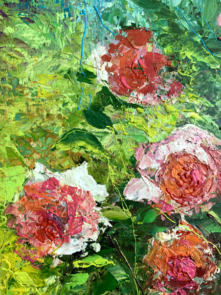 Wild Roses original painting by Nijolė Grigonytė Lozovska. Flowers