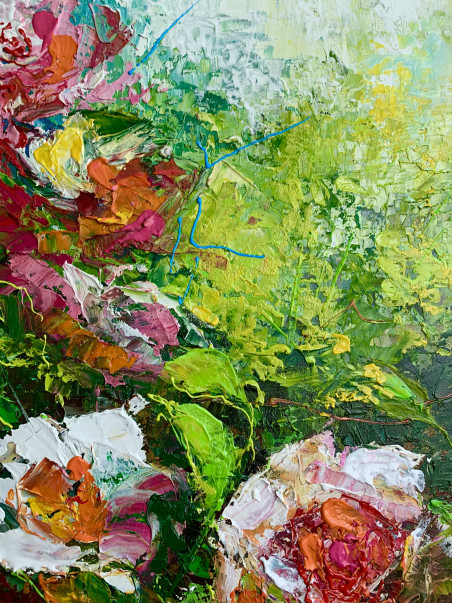 Wild Roses original painting by Nijolė Grigonytė Lozovska. Flowers