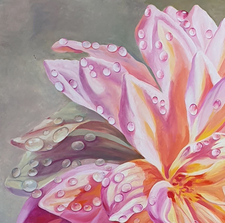 Blooming in the Rain original painting by Nadia Petraitienė. Home