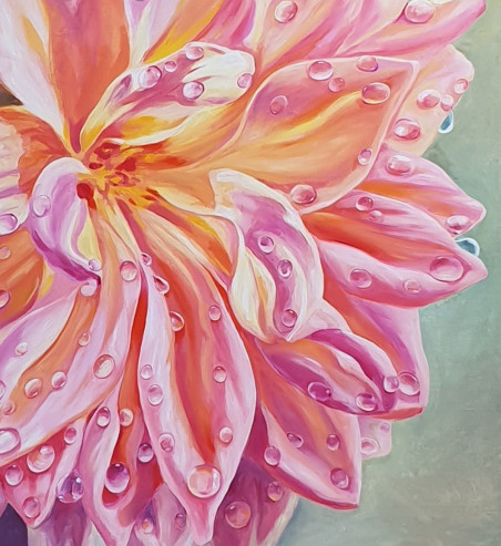 Blooming in the Rain original painting by Nadia Petraitienė. Home