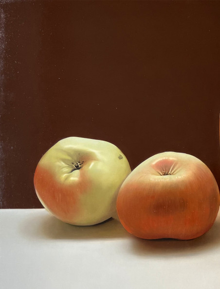 Two Apples original painting by Andrej Cesiulevič. Home