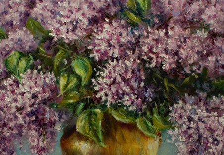 Violet Oils original painting by Irma Pažimeckienė. Talk Of Flowers