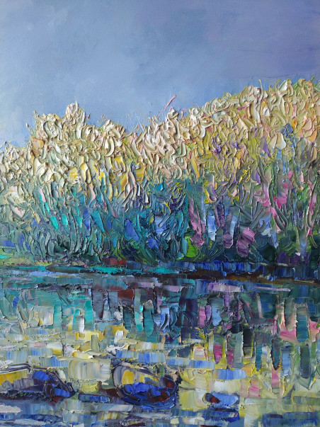 Reflection of Flower Blossoms III original painting by Simonas Gutauskas. Lithuanian Landscape Paintings