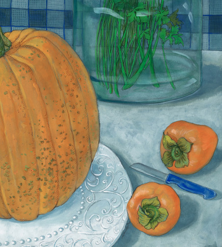 Still life with a pumpkin original painting by Natalie Levkovska. Home