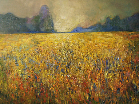 Meadows II original painting by Simonas Gutauskas. Lithuanian Landscape Paintings