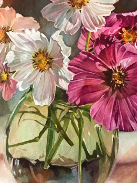 A Bouquet of Cosmos original painting by Sigita Paulauskienė. Flowers