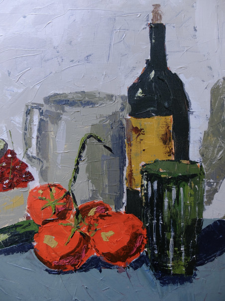 Cherries original painting by Luka Galinytė. Still-Life