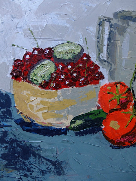 Cherries original painting by Luka Galinytė. Still-Life