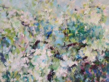 Blossom original painting by Irena Jasiūnienė. Lithuanian Landscape Paintings