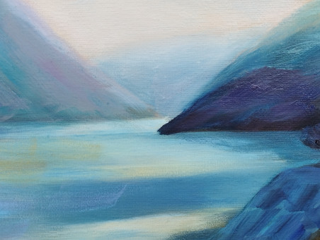 Fjord original painting by Irena Jasiūnienė. Home