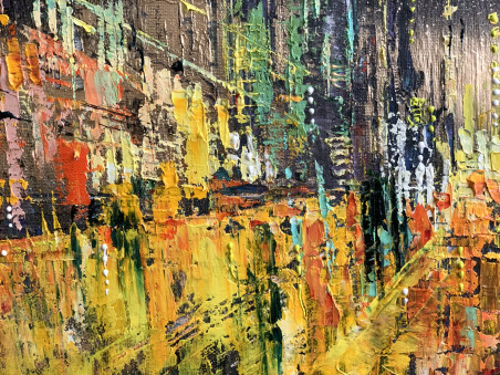 Get lost in the night city original painting by Nijolė Grigonytė Lozovska. Urbanistic - Cityscape