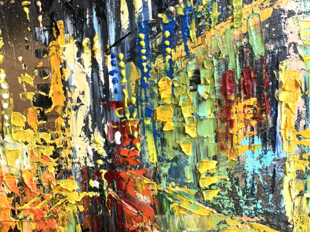 Get lost in the night city original painting by Nijolė Grigonytė Lozovska. Urbanistic - Cityscape