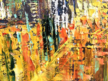 Get lost in the night city original painting by Nijolė Grigonytė Lozovska. Urbanistic - Cityscape