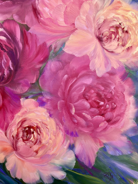 Peonies. Day of Joy original painting by Rita Medvedevienė. Home