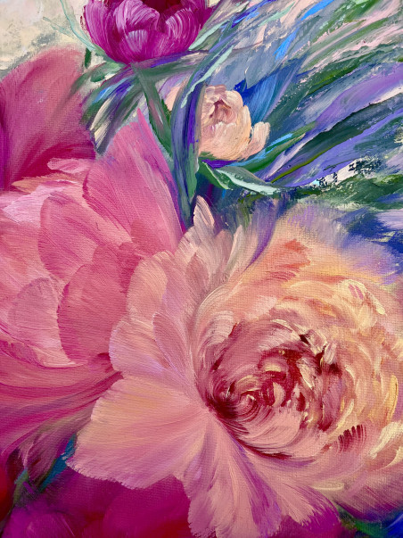 Peonies. Day of Joy original painting by Rita Medvedevienė. Home