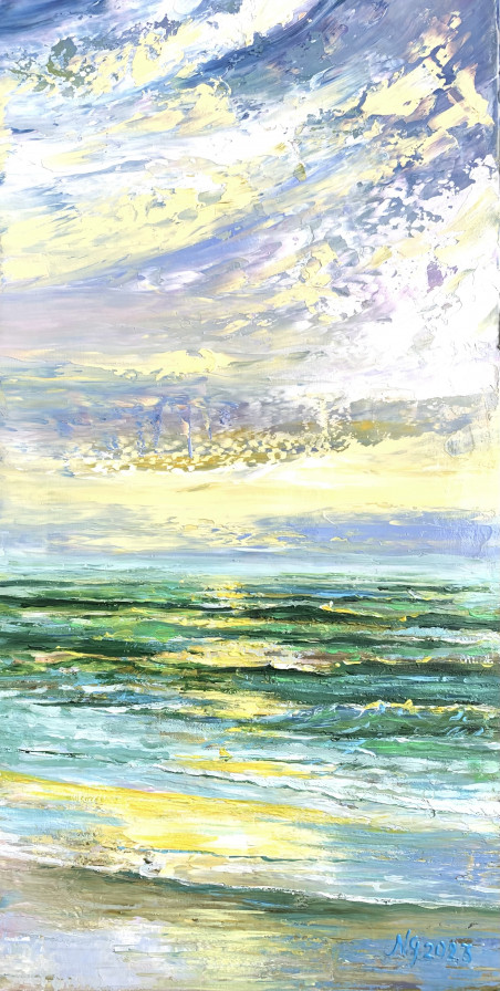 Baltic Sea original painting by Nijolė Grigonytė Lozovska. Sea