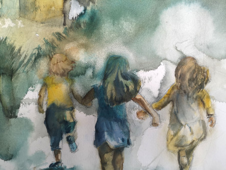 Childhood on the Trail original painting by Eglė Lipinskaitė. Dynamic Artworks