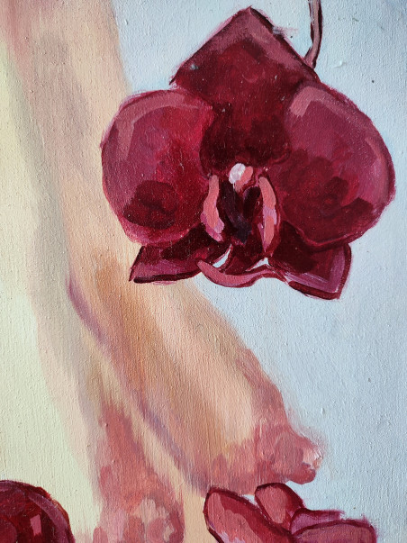 It was back then when my orchid refused to cover up any more nipples original painting by Birutė Remeikytė. Home